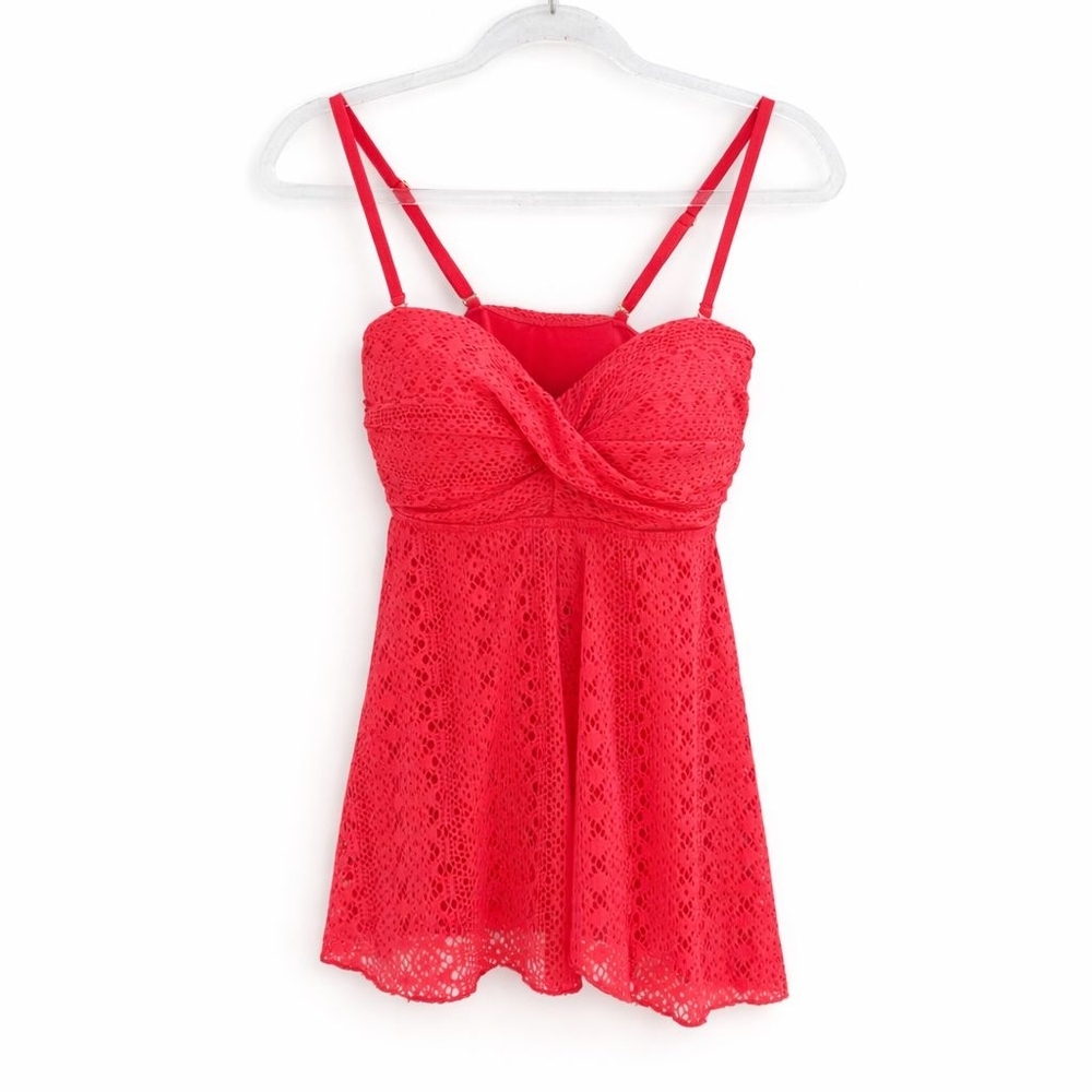 Alisha Levine Red Lace Swim Camisole - Picture 2 of 6
